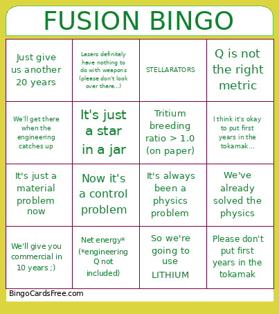 FUSION Bingo Card