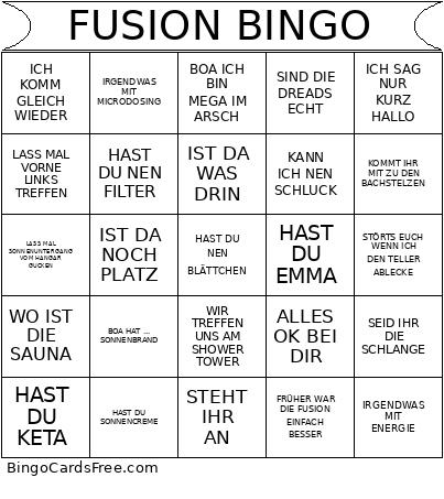 FUSION Bingo Card