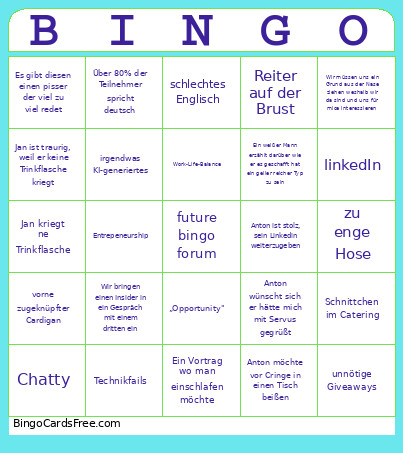 Future Leaders Bingo Card