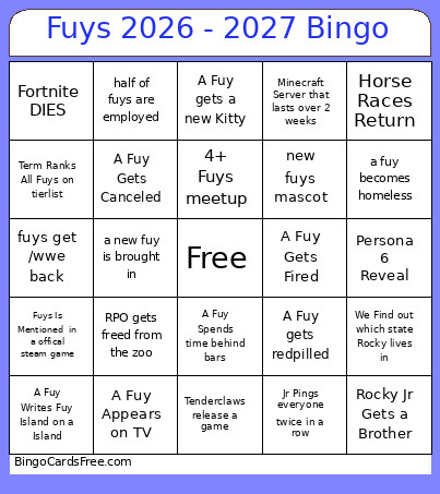 Fuys 2026 - 2027 Bingo Card