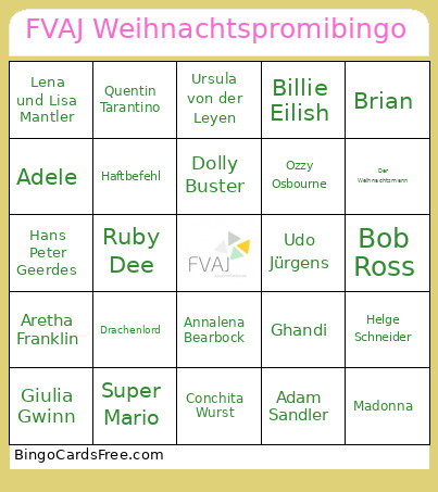 FVAJ Weihnachtspromi Bingo Card 2