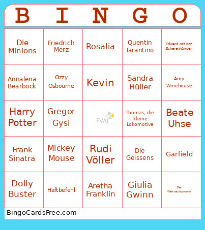 FVAJ Weihnachtspromi Bingo Card