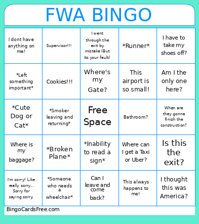 FWA PHRASES Bingo Card