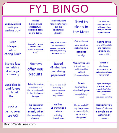FY1 Bingo Card
