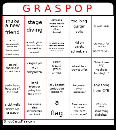 G R A S P O P Bingo Card