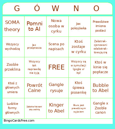 G Ó W N O Bingo Card