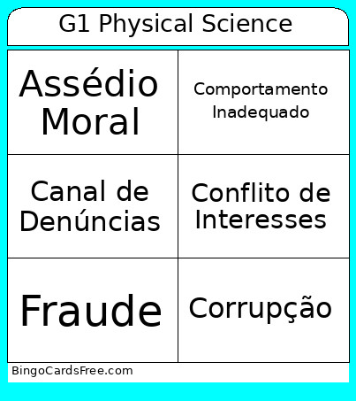 G1 Physical Science Bingo Card
