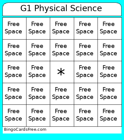 G1 Physical Science Bingo Card