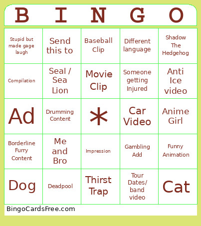 Ga-ge Bingo Card