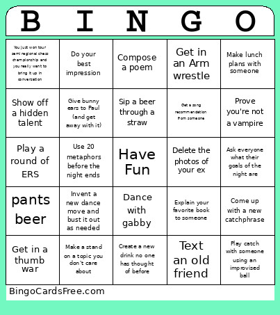 Gabby Birthday Bingo Card