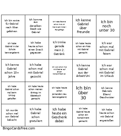 Gabsi Bingi Bingo Card