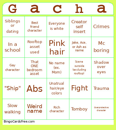 Gacha Bingo Card