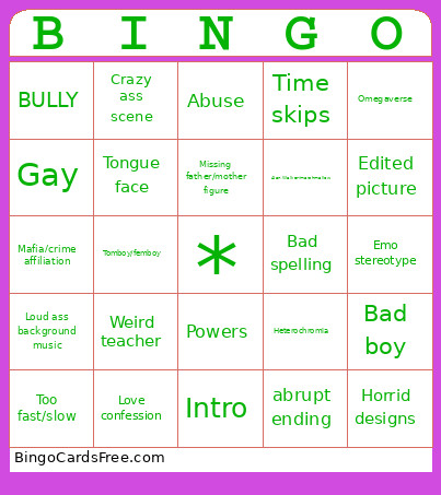 Gacha Event Bingo Card