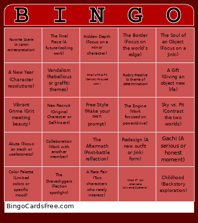 Gachiakuta Event Bingo Card
