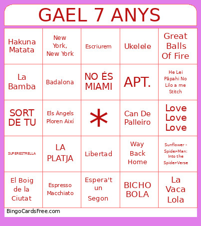 GAEL ANIVERSARI Bingo Card