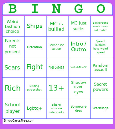 Gahca Bingo Card