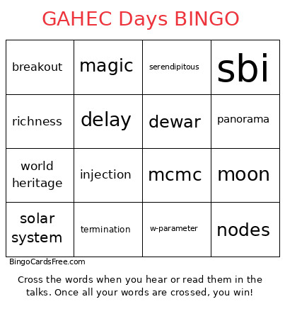 GAHEC Days Bingo Card