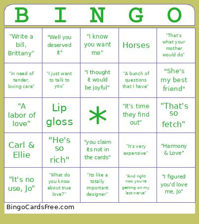 Galentine's Bingo Card