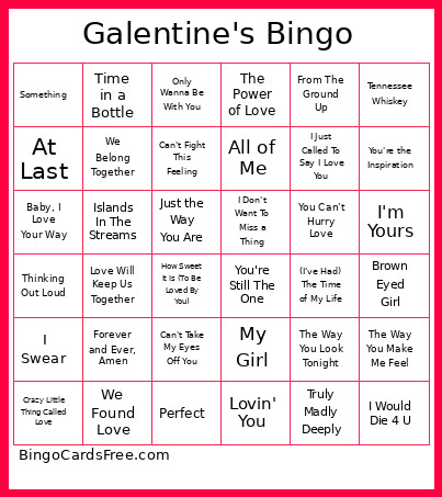 Galentine's Bingo Card