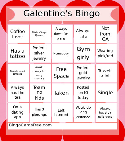 Galentine's Bingo Card 2