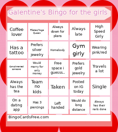Galentine's For The Girls Bingo Card
