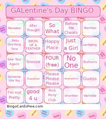 GALENTINES MUSIC Bingo Card