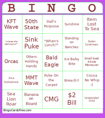 Galley Bingo Card
