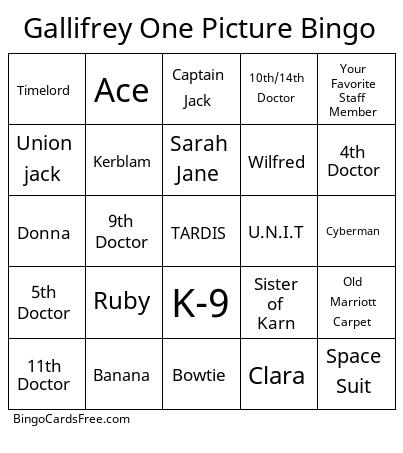 Gallifrey One Picture Bingo