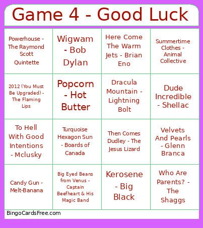 Game 4 - Good Luck Bingo Card