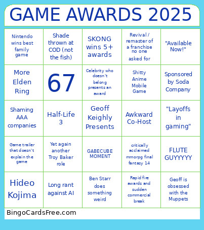 GAME AEWARDS 2025 :3 Bingo Card