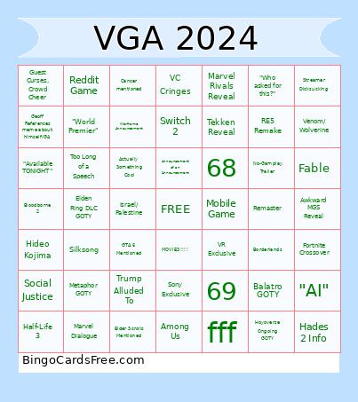 Game Awards 2024 Bingo