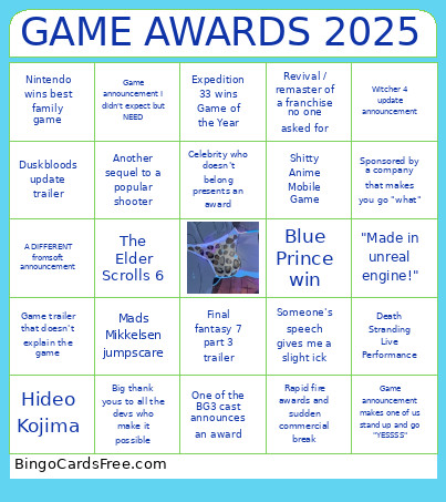 GAME AWARDS 2025 Bingo Card 3