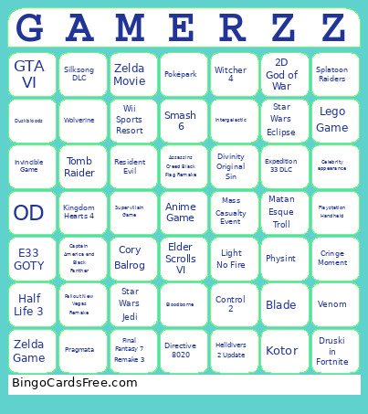 Game Awards 2025 Bingo Card 4