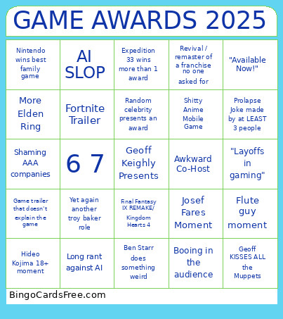 GAME AWARDS 2025 Bingo Card 4