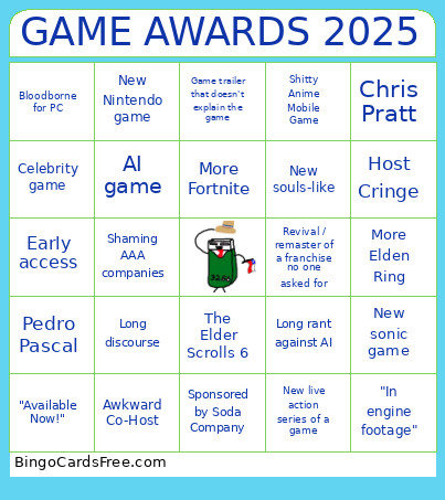 Game Awards 2025 Bingo Card