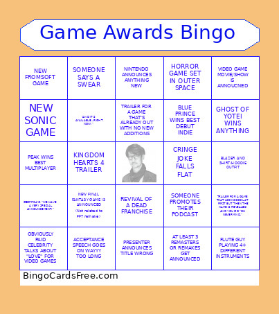 Game Awards Bingo Card 3