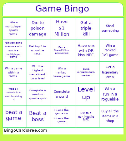 Game Bingo Card