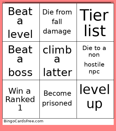 Game Bingo Card