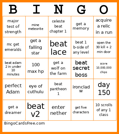 Game Gauntlet Bingo Card 2