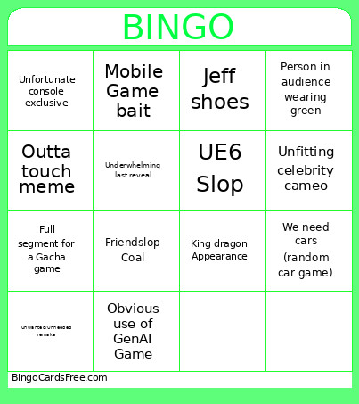 Game Fest 2026 Bingo Card