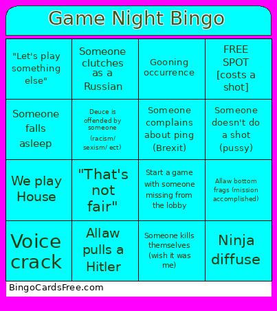 Game Night Bingo