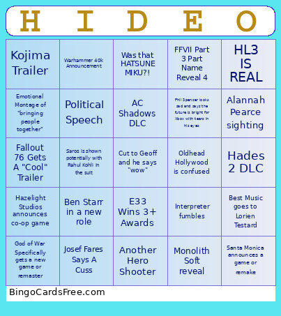 Game Of The Year 2025 #1 Bingo Card