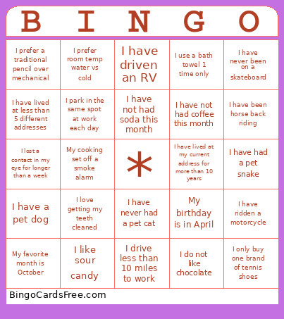 Game2 Bingo Card