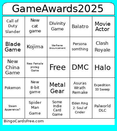GameAwards2025 Bingo Card
