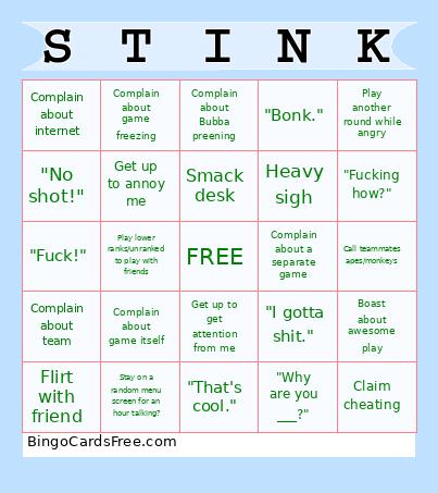 Gamer Fiancé Bingo Card