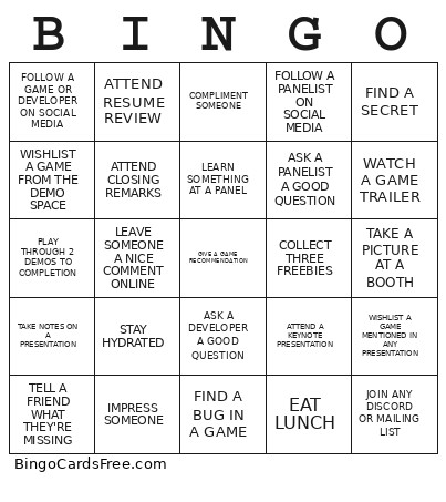 Gamerb Bingo Card