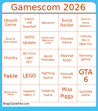 Gamescom 2026 Bingo Card