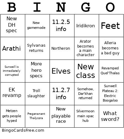 Gamescom Bingo Card