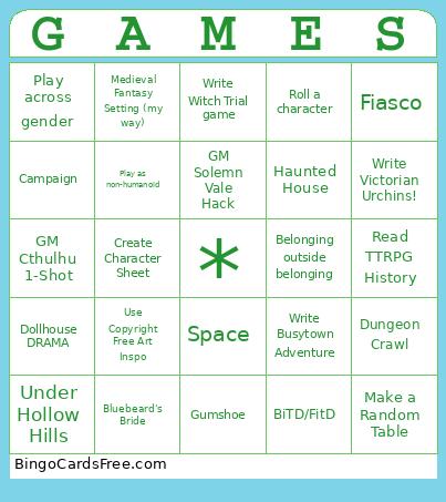 Gaming Plans Bingo Card
