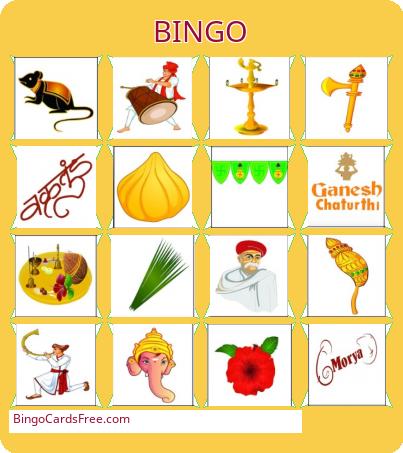 Ganesh Bingo Cards Free Pdf Printable Game, Title: BINGO